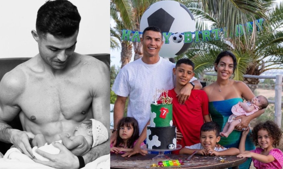 Cristiano Ronaldo ir Georgina Rodríguez su vaikais