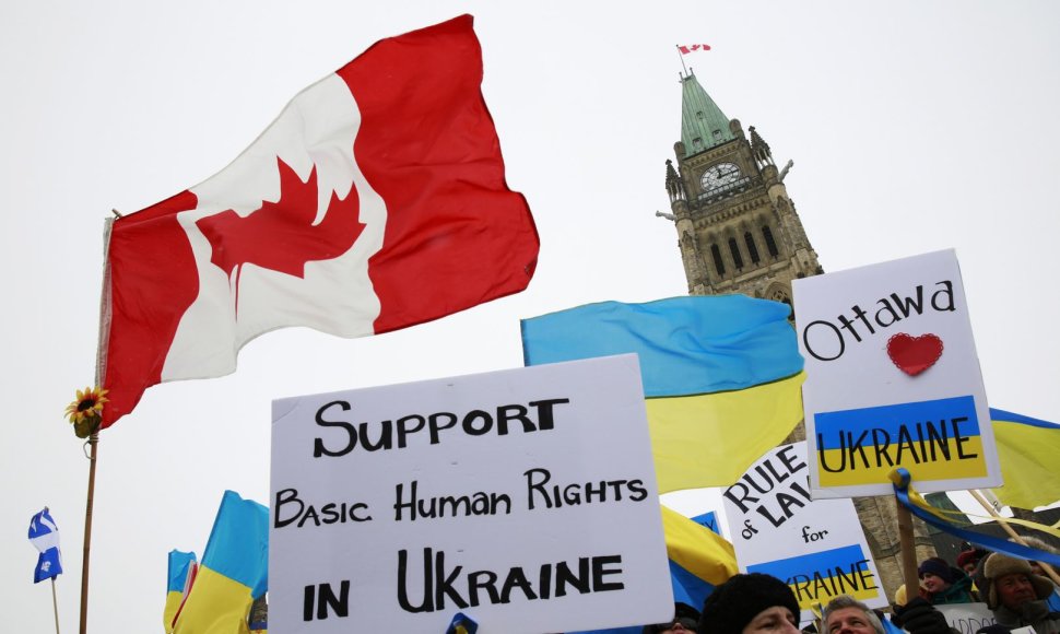 Ukrainos palaikymo akcija Kanados sostinejė Otavoje