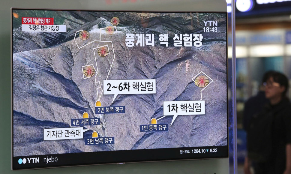Šiaurės Korėja pranešė visiškai likvidavusi branduolinių bandymų poligoną