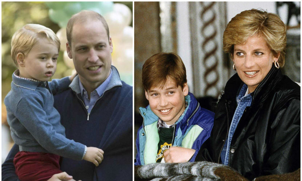 Princas Williamas su sūnumi George'u ir mama princese Diana (1993 m.)