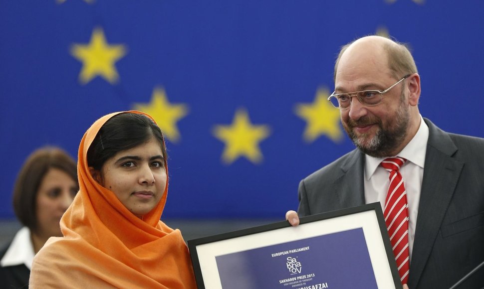 Malala Yousafzai ir Europos Parlamento vadovas Martinas Schulzas