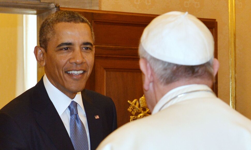 JAV prezidentas Barackas Obama ir Popiežius Pranci&scaron;kus