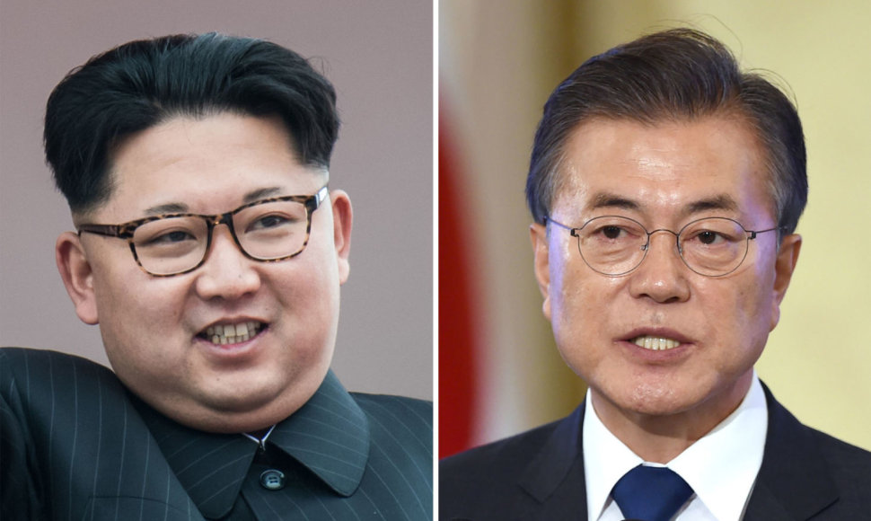 Kim Jong Unas ir Moon Jae-inas 