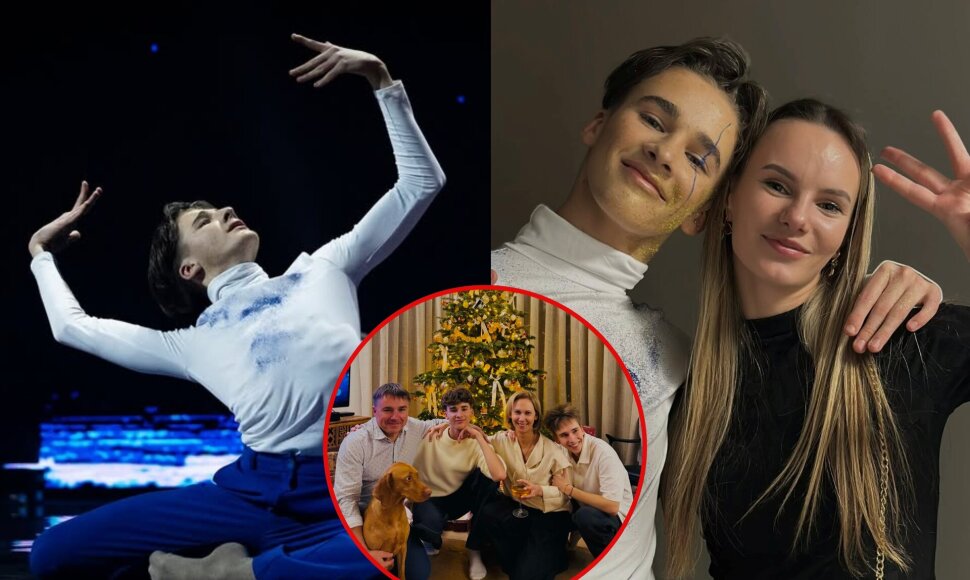 Ainis Pranys su šeima ir šokių mokytoja Indre