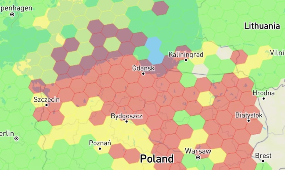 Didelėje Lenkijos dalyje užfiksuoti GPS signalo trukdžiai.