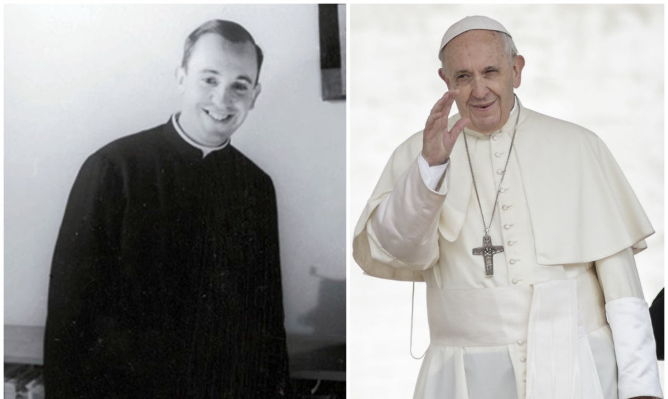 Popiežius Pranciškus 1969 metais, tik ką įšventintas į kunigus, ir 2018 metais