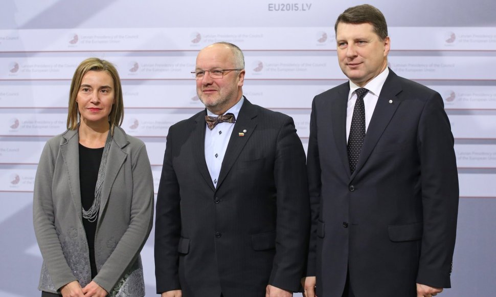 Federica Mogherini, Juozas Olekas, Raimonds Vejonis