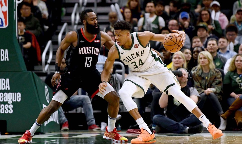 Jamesas Hardenas ir Giannis Antetokounmpo