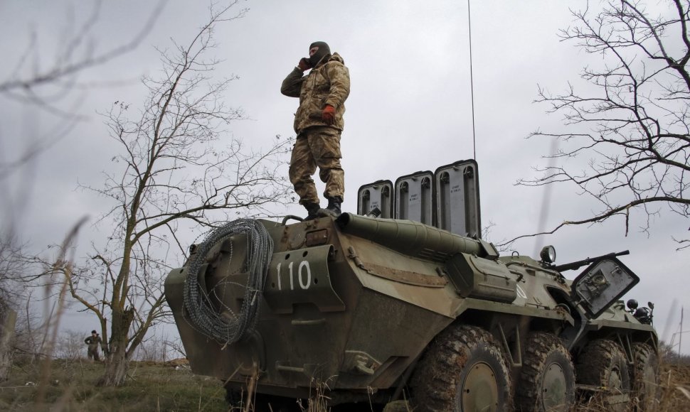 Ukrainos karinė technika netoli Krymo sienos