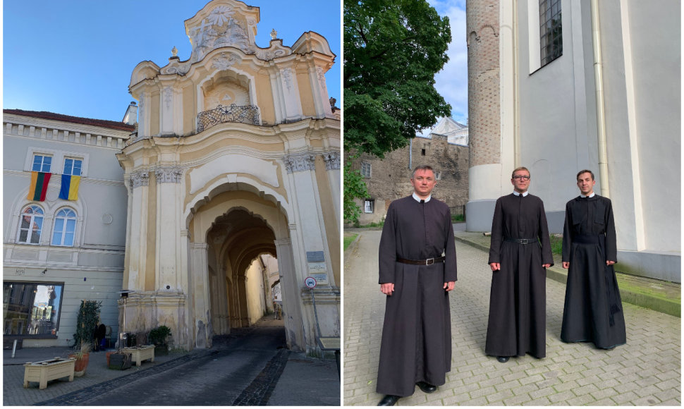 Kunigas Tadas (viduryje) pamaldas laiko Vilniaus Švč. Trejybės Graikų apeigų katalikų bažnyčioje