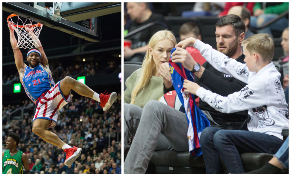  „The Original Harlem Globetrotters“ šou apsilankė ir Darjušas Lavrinovičius su šeima