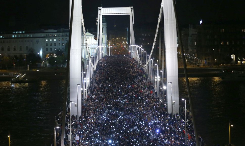 Protestas prieš interneto mokestį Budapešte