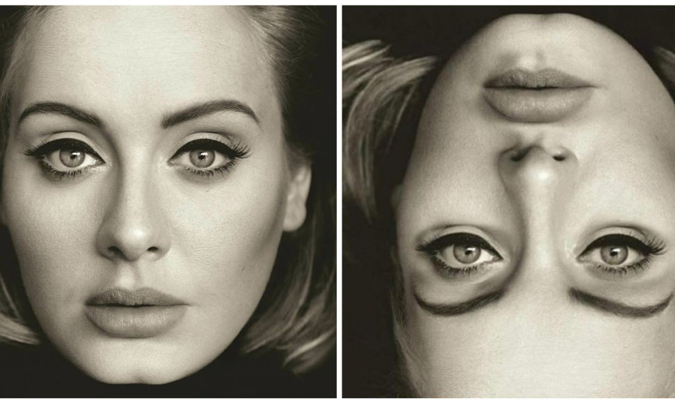 Kairėje – originali Adele nuotrauka, o dešinėje – ažiotažą internete sukėlusi „išvirkščia“ jos versija