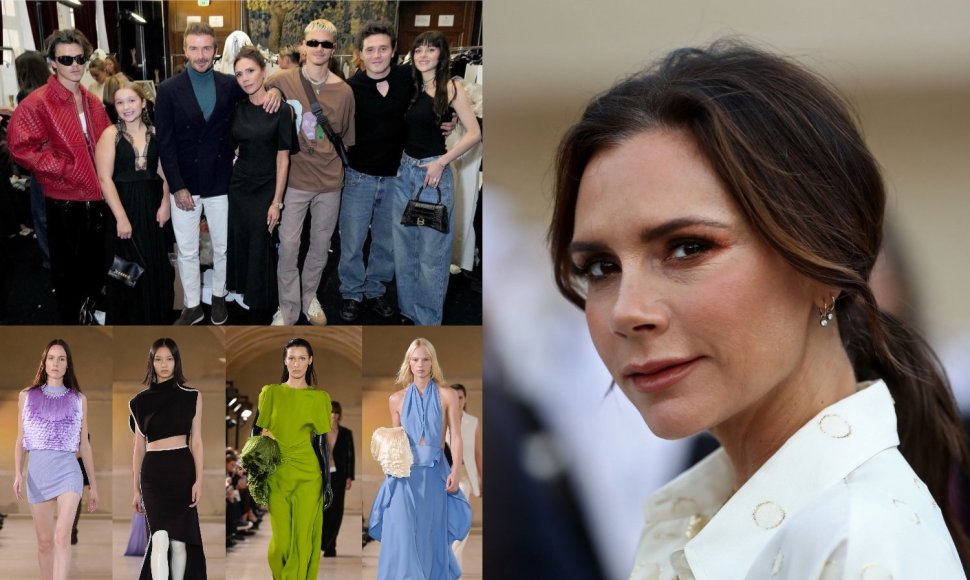 Victoria Beckham su šeima ir jos 2023 m. pavasario/vasaros kolekcija „Ready to wear“