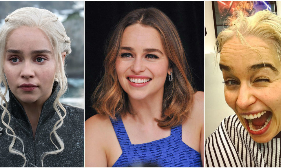 8 metus blondinę „Sostų karuose“ vaidinusi Emilia Clarke pagaliau persidažė savo tamsius plaukus