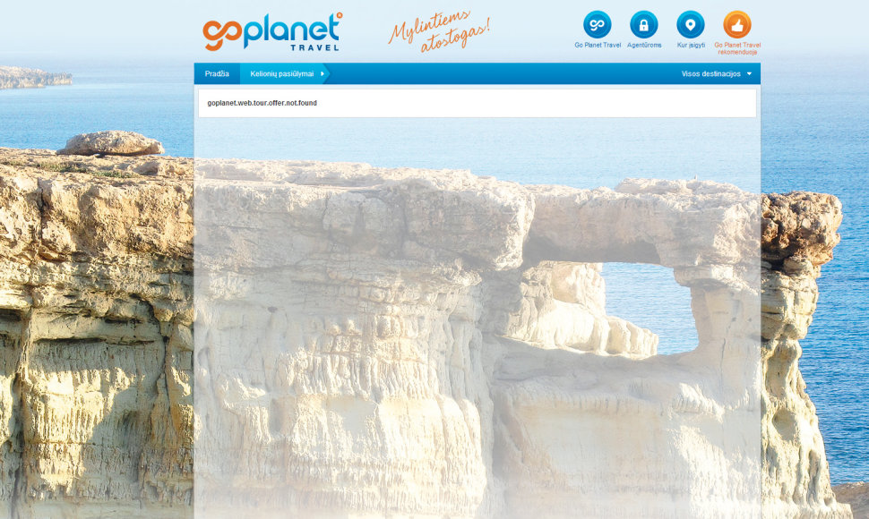 „Go Planet Travel“ interneto puslapis