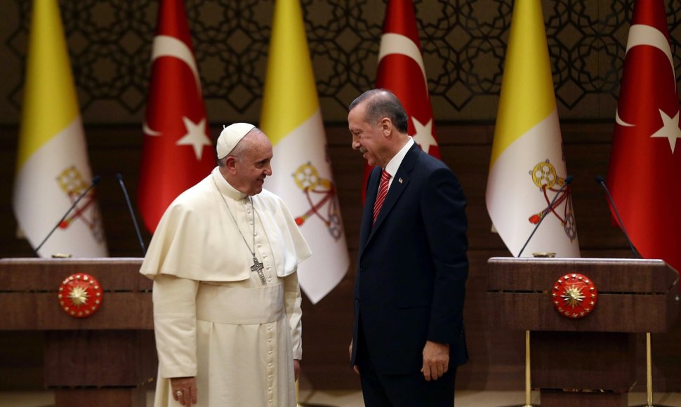 Popiežius Pranciškus ir Turkijos prezidentas Recepas Tayyipas Erdoganas