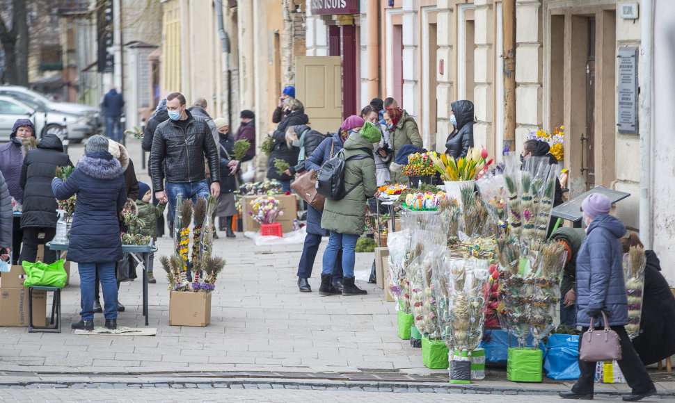 Vilniaus senamiestis Verbų sekmadienio rytą