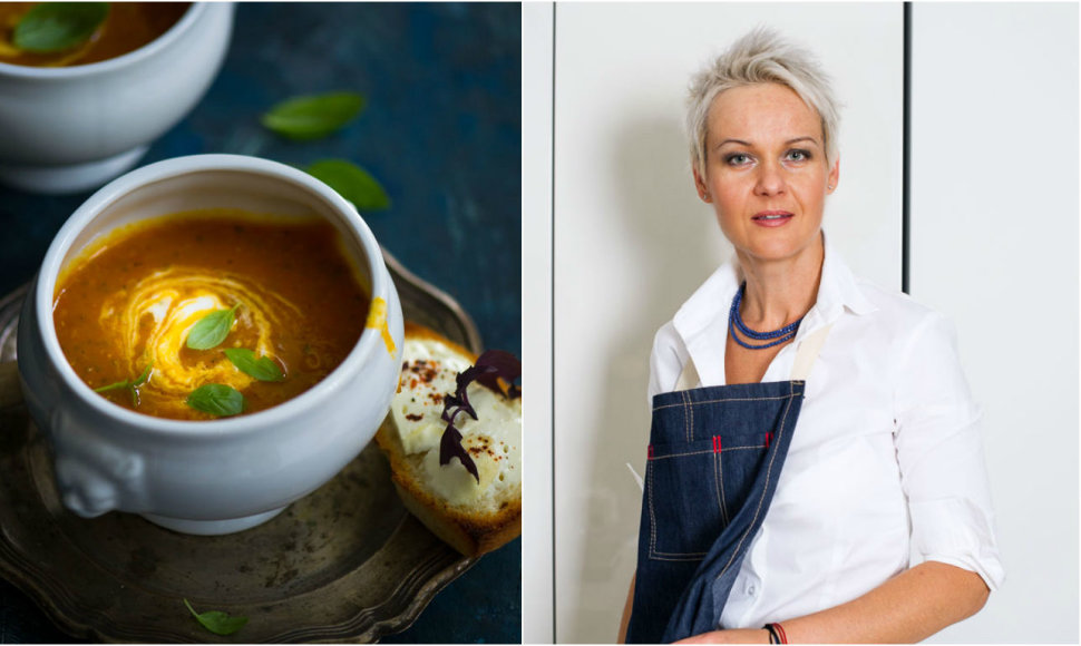Nida Degutienė ir jos virta cukinijų-pomidorų sriuba 