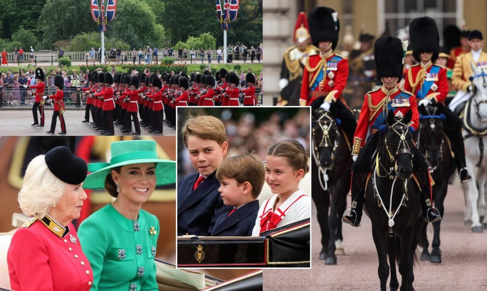 „Trooping the Colour“ paradas, žymintis oficialų karaliaus Charleso III gimtadienį