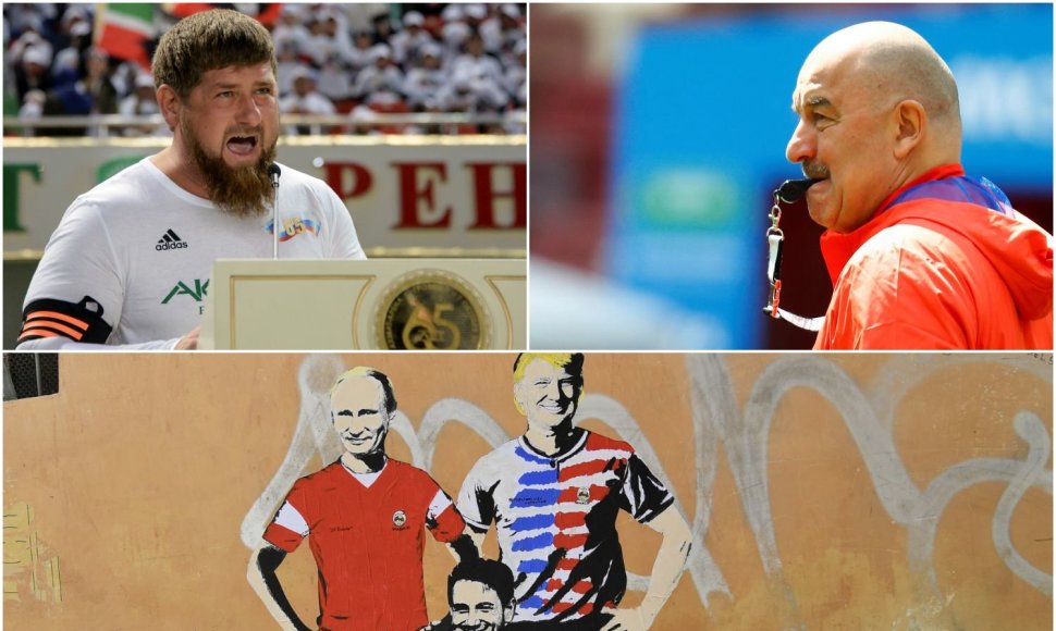 Rusijai laukiant pasaulio futbolo čempionato, dainoje siūlomą trenerį S.Čerčesovą (dešinėje) keisti R.Kadyrovu.