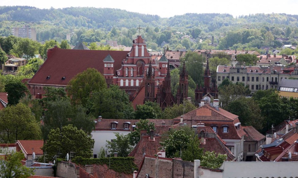 Vilniaus katedros varpinė ir vaizdai per jos langus
