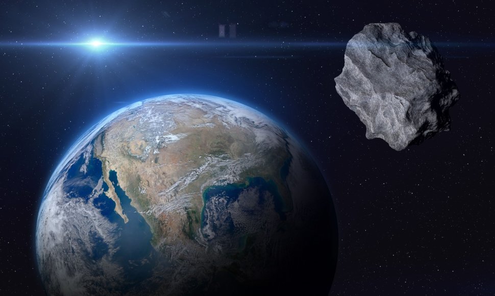 Asteroidas skrieja į Žemę, iliustracija