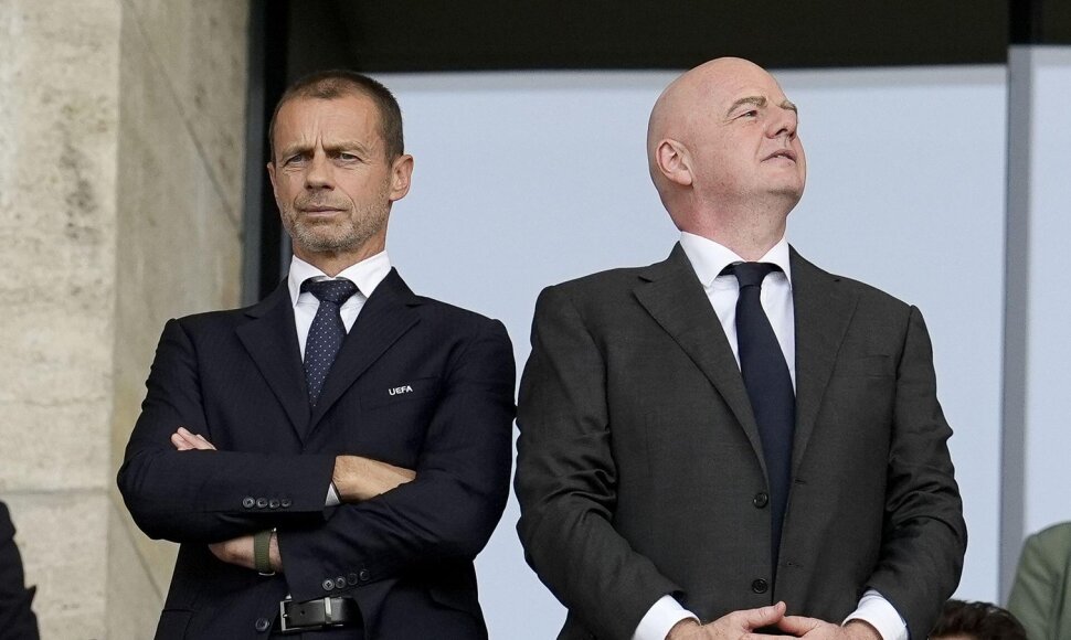 UEFA ir FIFA prezidentai Aleksanderis Čeferinas bei Gianni Infantino