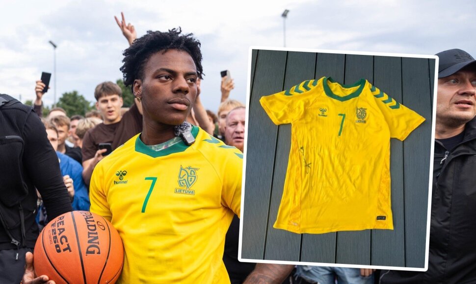 IShowSpeed ir Vilniuje jo dėvėti Lietuvos futbolo rinktinės mar&scaron;kinėliai