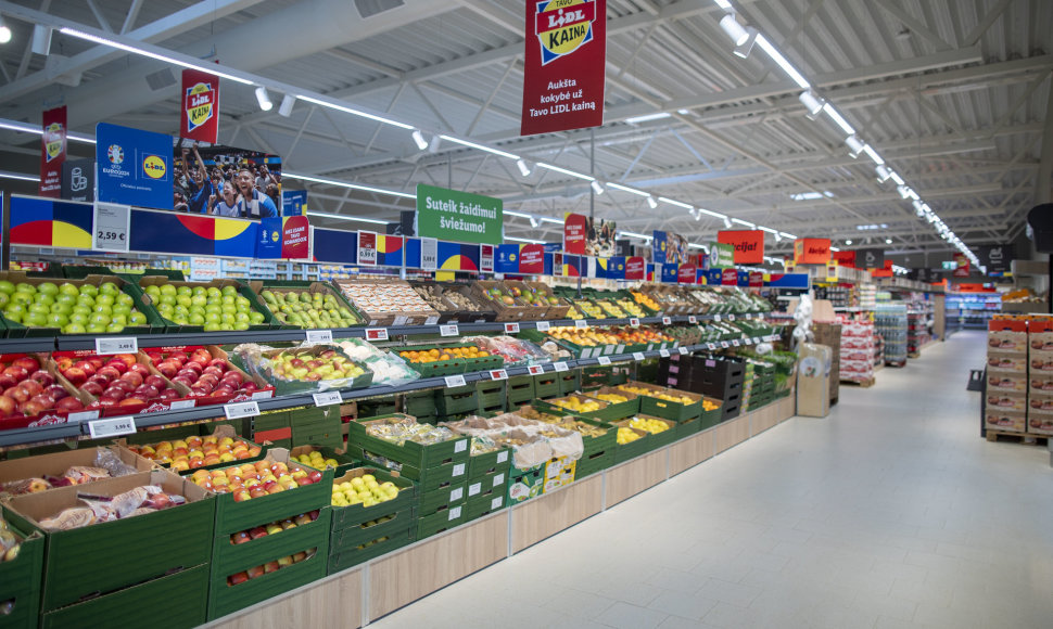 „Lidl“ vaisių ir daržovių skyrius