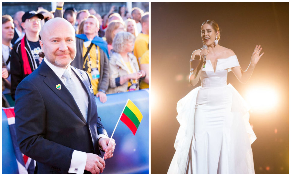 Lietuvos delegacijos vadovas „Eurovizijoje“ Audrius Giržadas ir finalininkė Monika Marija 