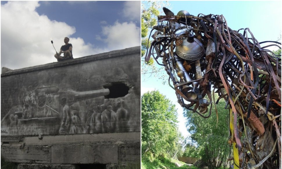 Povilo Kupčinsko darbas „Sapnas apie praeitį“ ir G.Velykio skulptūra „Žirgas“