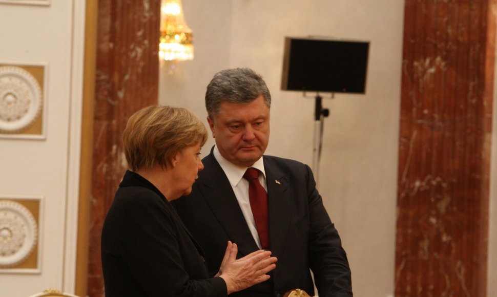 Vokietijos kanclerė Angela Merkel ir Ukrainos prezidentas Petro Porošenka