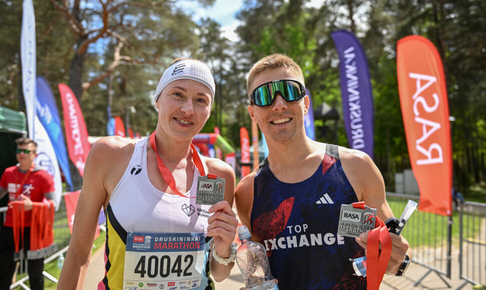Druskininkų maratonas. Gitana Akmanavičiūtė ir Modestas Dirsė