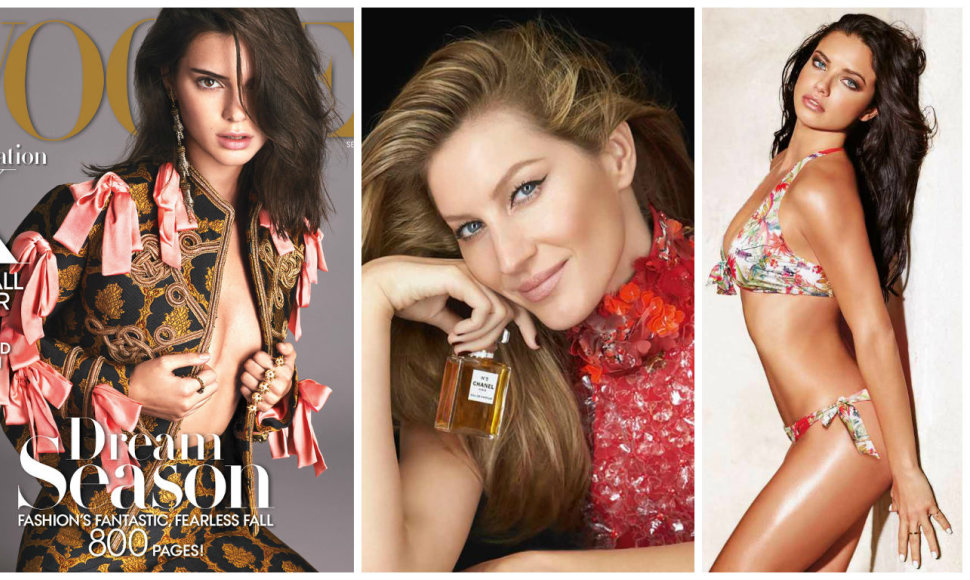 Daugiausiai pasaulyje uždirbantys modeliai: Kendall Jenner, Gisele Bundchen ir Adriana Lima