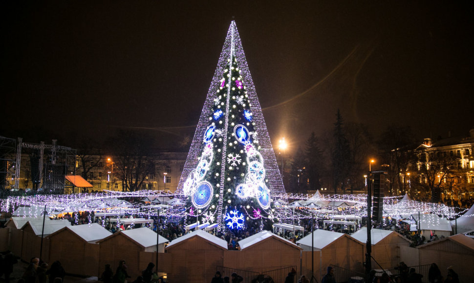 Vilniaus Katedros aikštėje įžiebiama pagrindinė šalies Kalėdų eglė