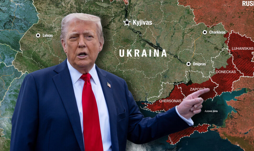 Donaldas Trumpas ir Ukrainos žemėlapis