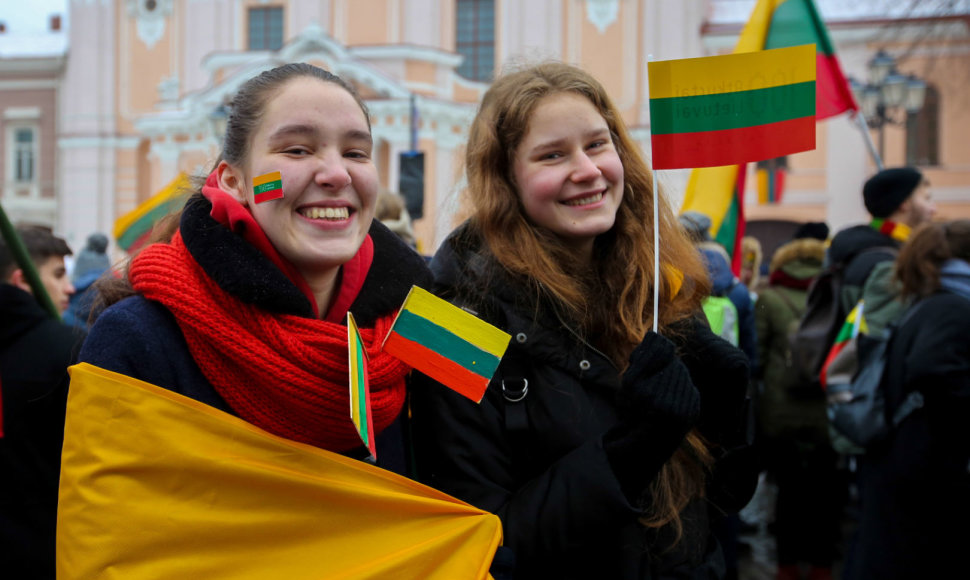 Jaunimo eisena Vilniuje Nepriklausomybės šimtmečio proga
