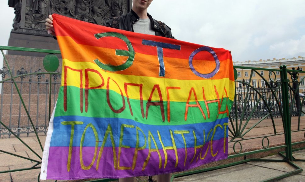 Protestas prieš homofobiją Sankt Peterburge