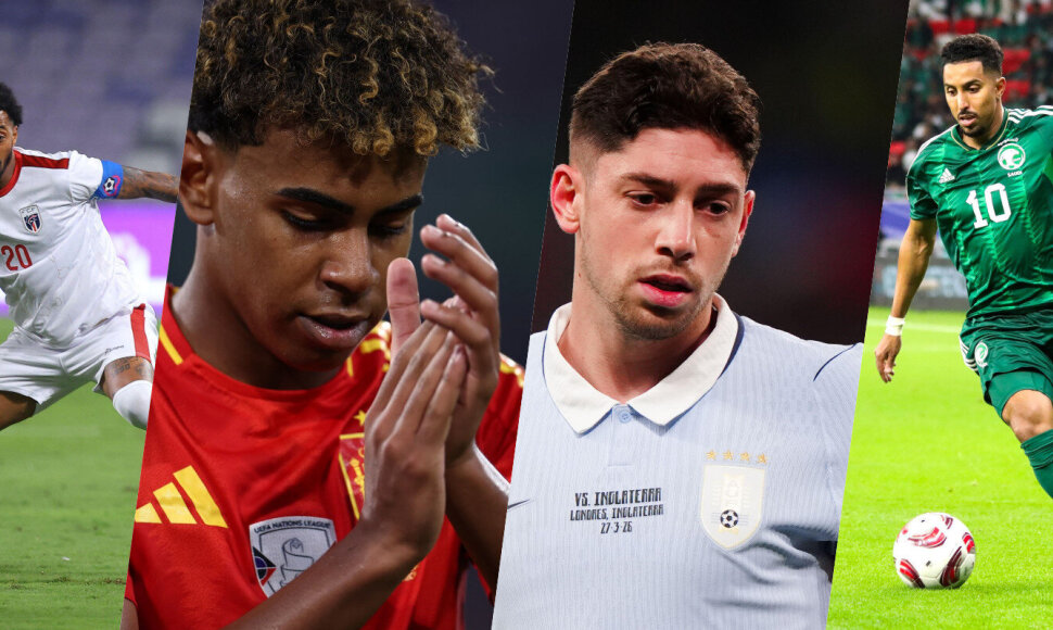 H grupėje i&scaron;vysime ir vienus ry&scaron;kiausių futbolo talentų - Lamine'ą Ymalį (antras i&scaron; kairės) ir Federico Valverdę (antras i&scaron; de&scaron;inės).