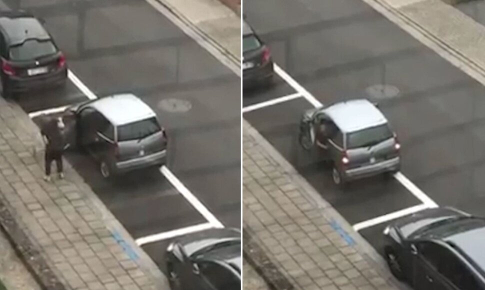 Kankinamai stropus automobilio parkavimas Belgijoje