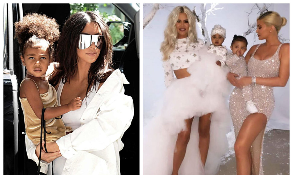 Kim Kardashian su dukra North, Khloé Kardashian su dukra True ir Kylie Jenner su dukra Stormi