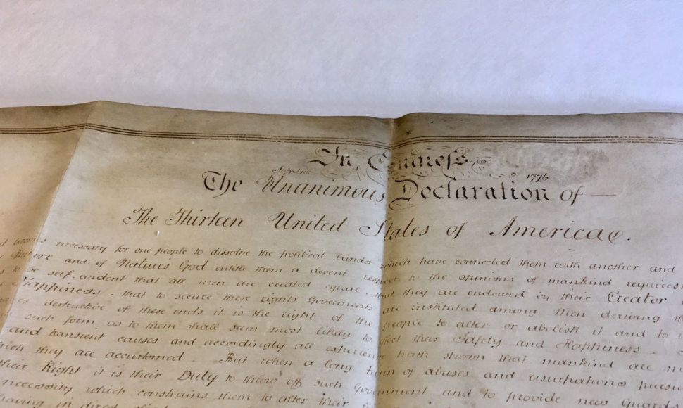 Britanijos archyvuose rasta reta JAV Nepriklausomybės deklaracijos kopija