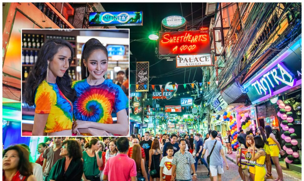 Tailande Patajos mieste turistams savo paslaugas siūlo ir transseksualės
