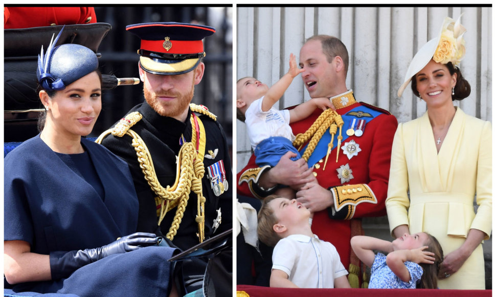 Princas Harry su žmona Meghan, Princas Williamas su šeima