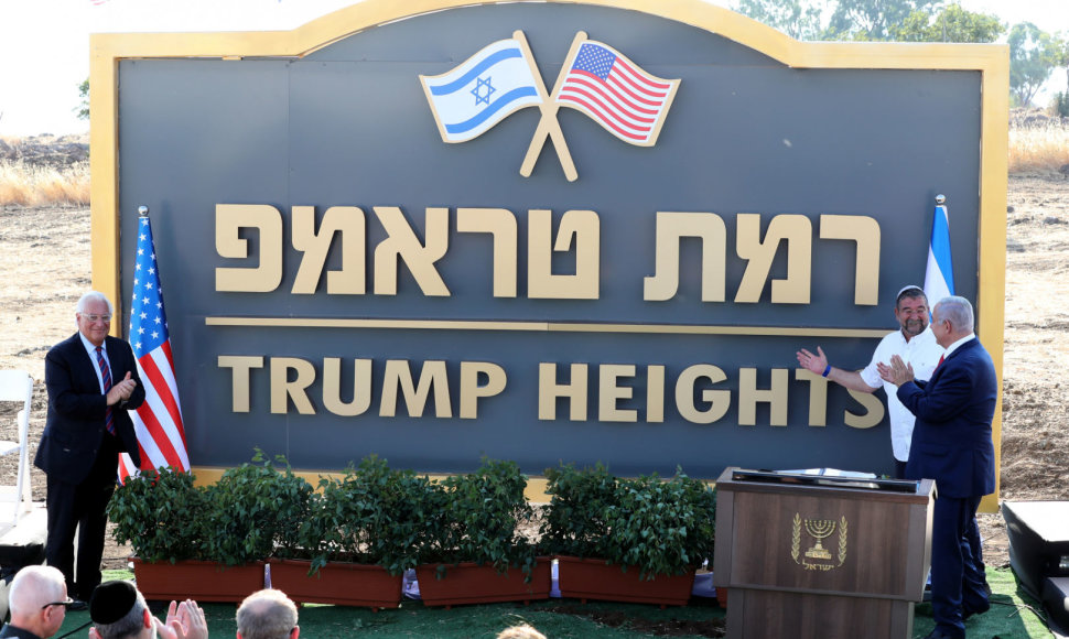 Izraelio premjeras pavadino nausėdiją Golano aukštumose D.Trumpo vardu