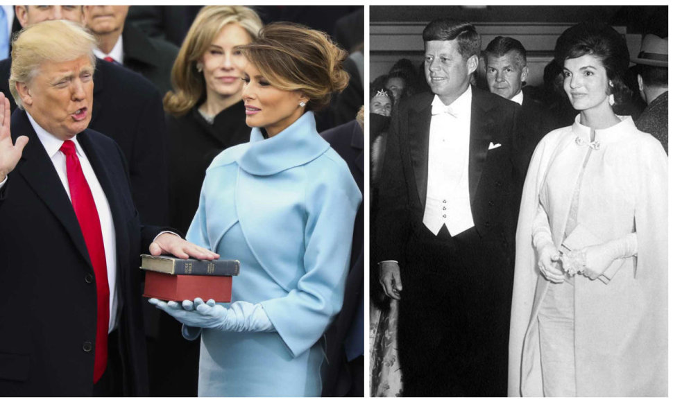 Donaldas Trumpas su žmona Melania Trump ir Johnas F. Kennedy su žmona Jacqueline Kennedy (1961 m.)