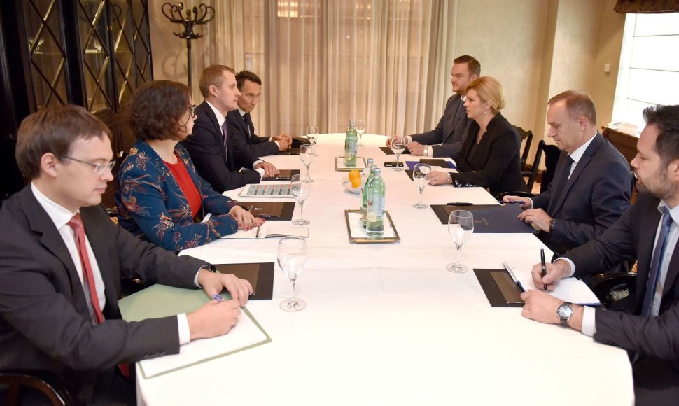 Energetikos ministras Žygimantas Vaičiūnas susitikime su Kroatijos prezidente