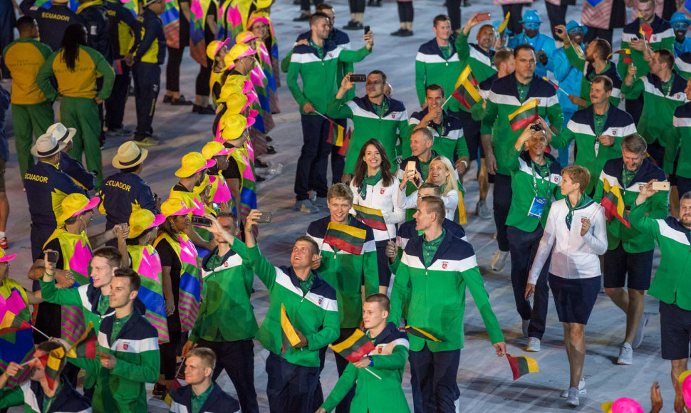 Lietuvos sportininkų eisena per Rio de Žaneiro olimpinių žaidynių atidarymo ceremoniją