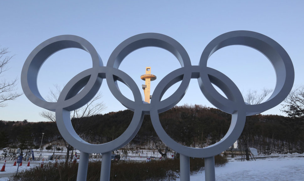Olimpiniai žiedai Pjongčango miestelyje